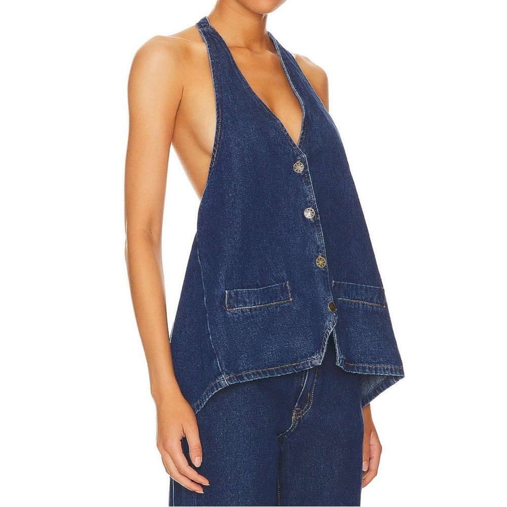 Lioness hills halter top in dark denim